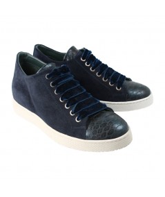 ZAPATILLA ABOTINADA CON CORDONES PIEL AZUL