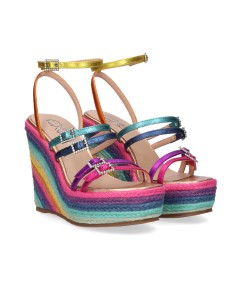 SANDALIAS DE CUÑA NAOMI-927 METALLIC MULTICOLOR