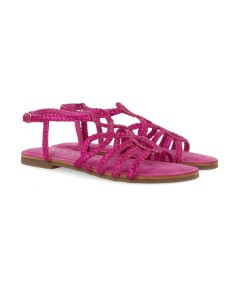 SANDALIAS FUCSIA DE PIEL TRENZADA PARA MUJER YAKIMA